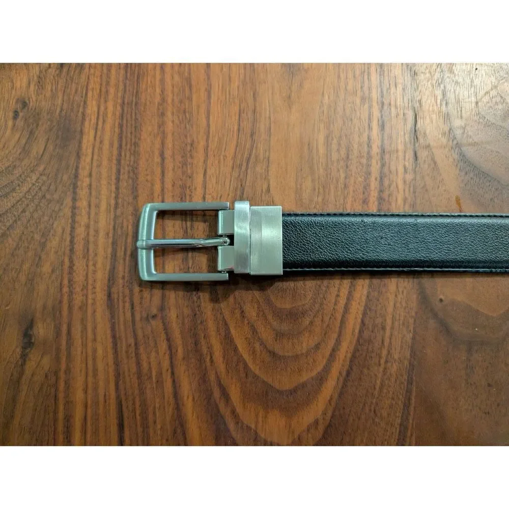 Men's Black Adjustable Silvertone Buckle Casual Classic Dress Belt Small